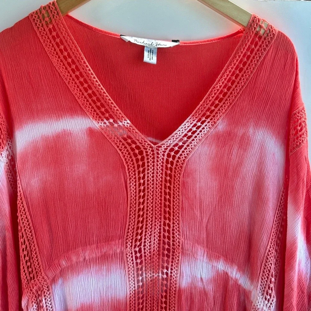 Michael Stars Kaftan Maxi Dress‎ Pink Cover Up Resort Coastal Grandmother OS